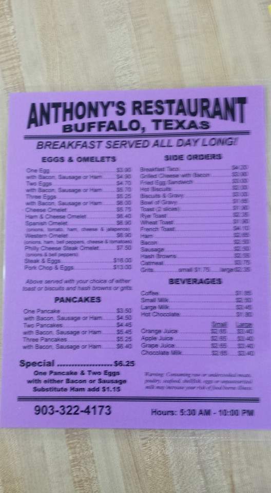 Anthony's Restaurant - Buffalo, TX