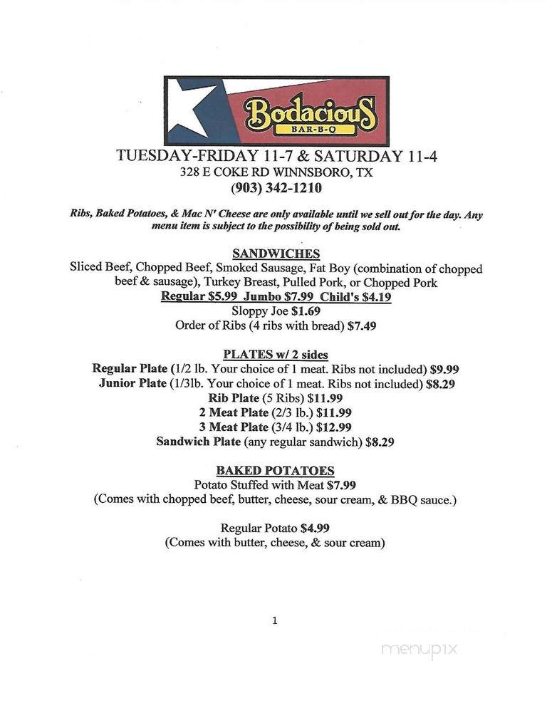 Bodacious Bar-B-Q - Winnsboro, TX