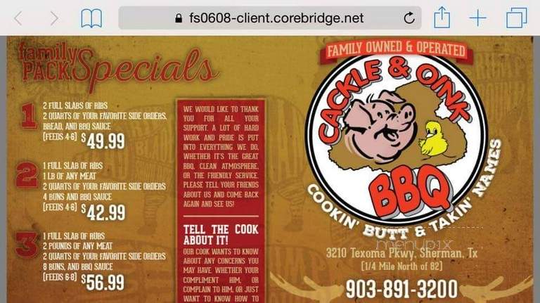 Cackle & Oink Bar-B-Que - Sherman, TX