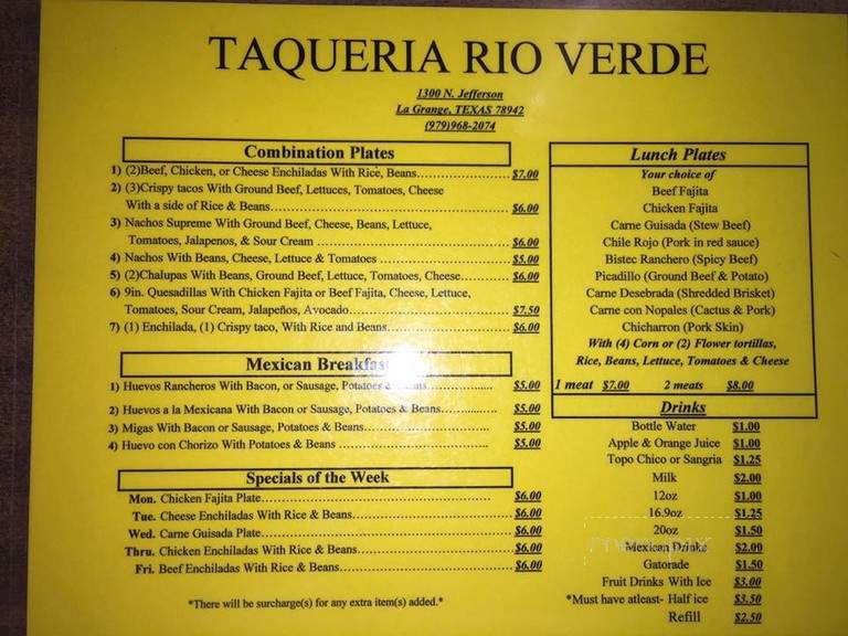 Taqueria Rio Verde - La Grange, TX