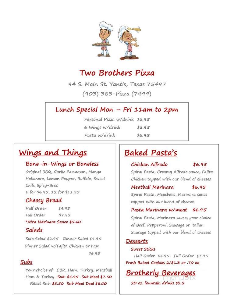 Two Brothers Pizza - Yantis, TX