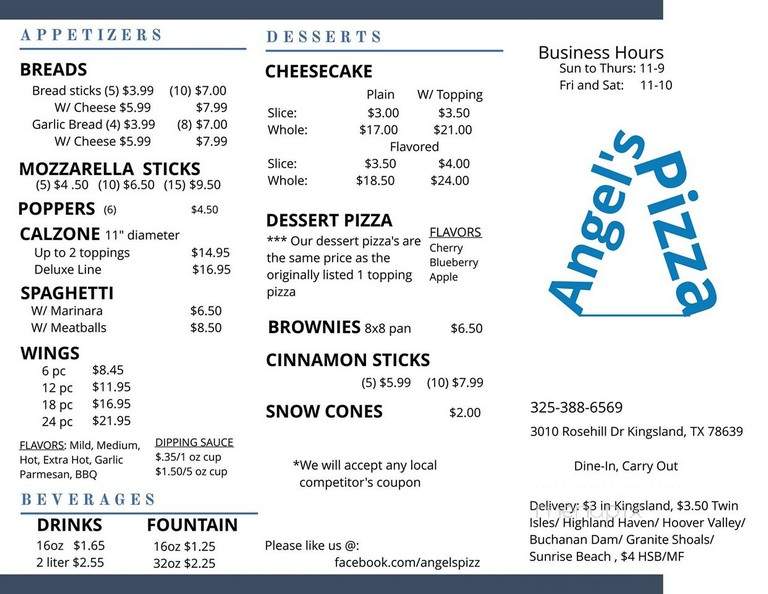 Angel's Pizza - Kingsland, TX