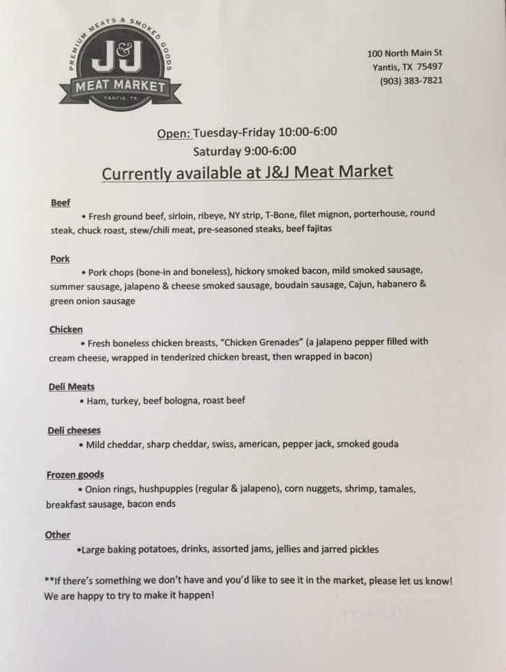 J&J Meat Market - Yantis, TX