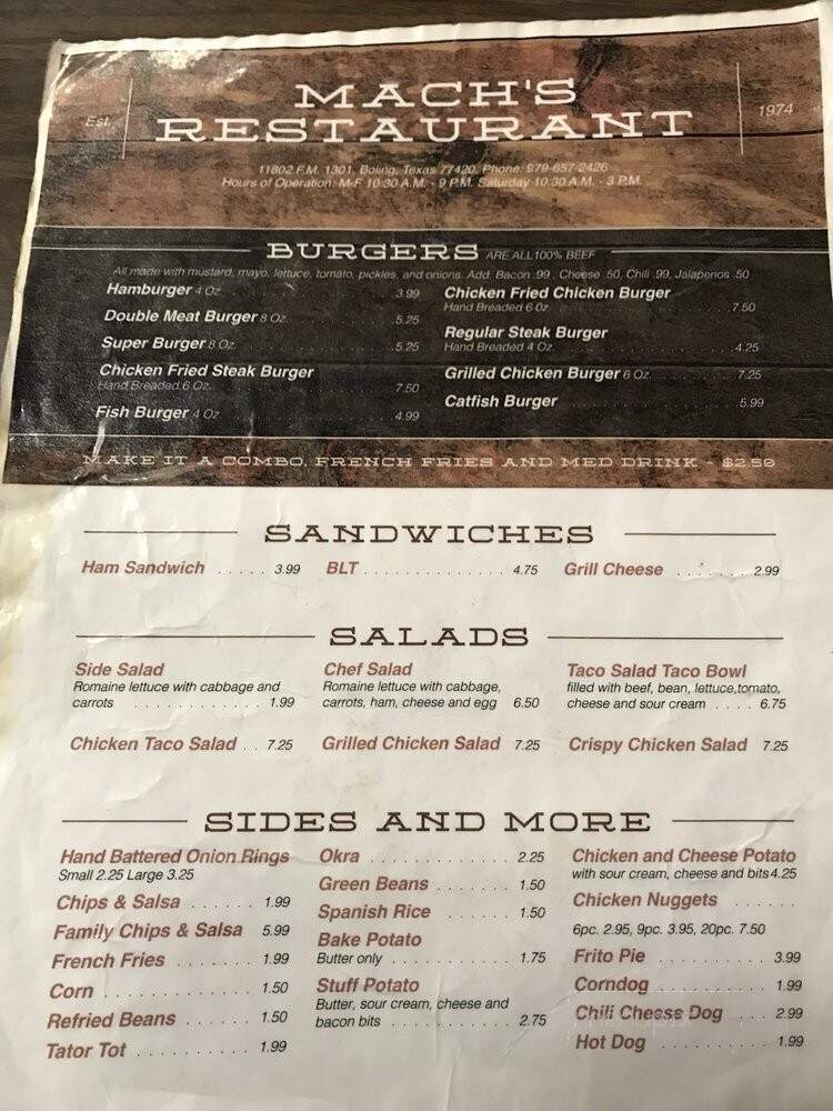 Mach's Restaurant - Boling, TX