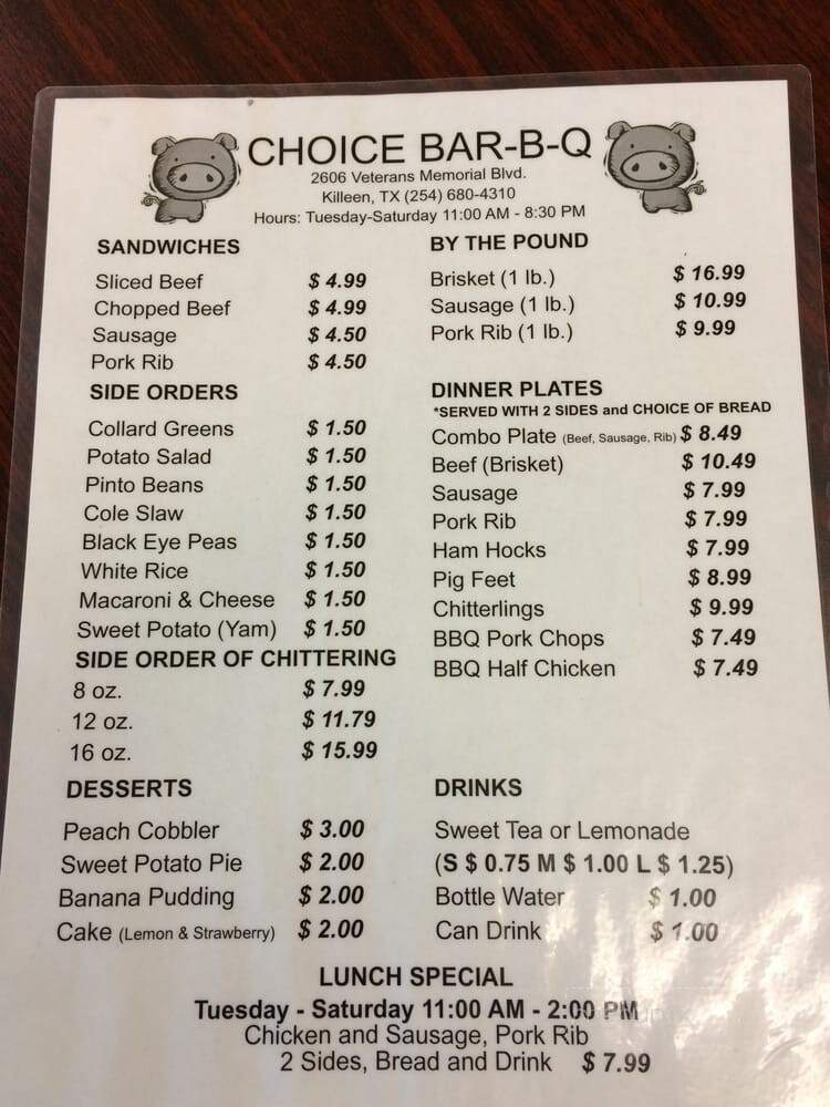 Choice Barbecue Restaurant - Killeen, TX