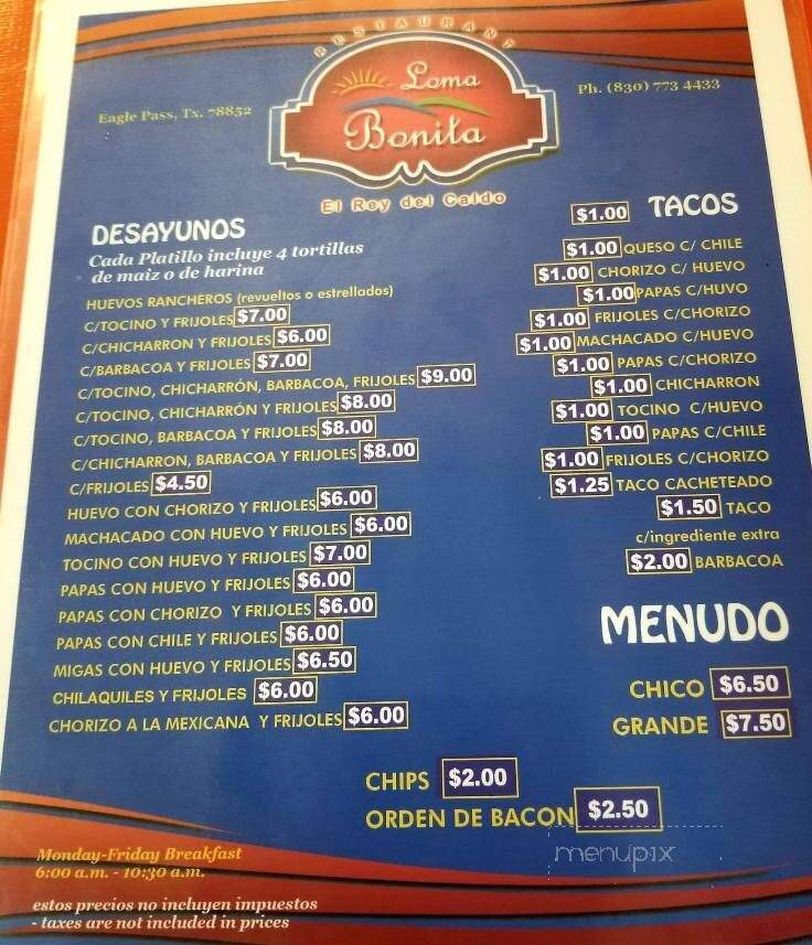 Taqueria Loma Bonita - Eagle Pass, TX