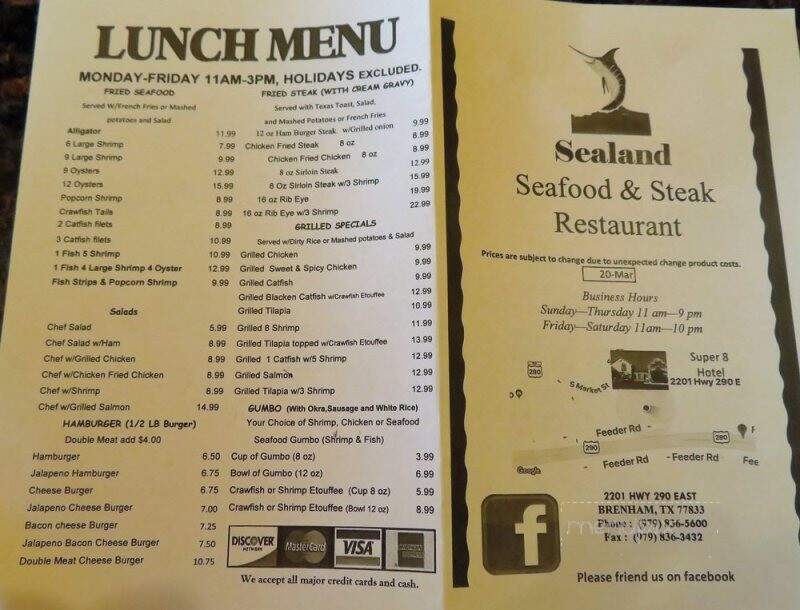 Sealand Steak and Seafood - Brenham, TX