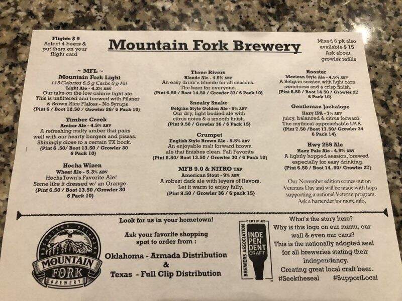 Mountain Fork Brewery - Broken Bow, OK