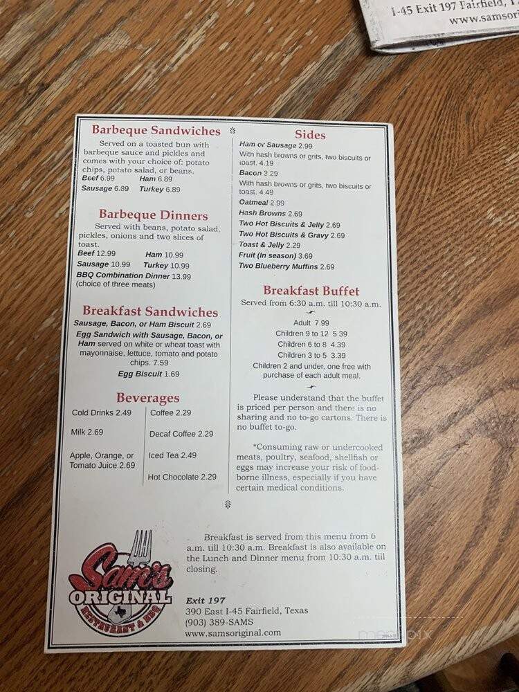 Sam's Restaurant - Fairfield, TX