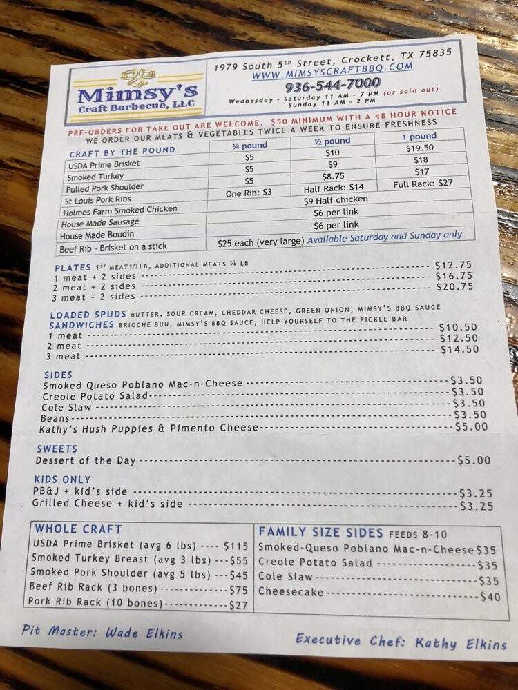 Mimsy's Craft Barbecue - Crockett, TX