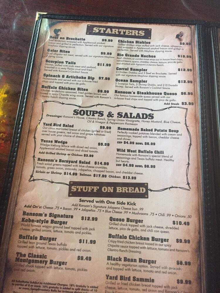 Ransom's Steakhouse - Montgomery, TX