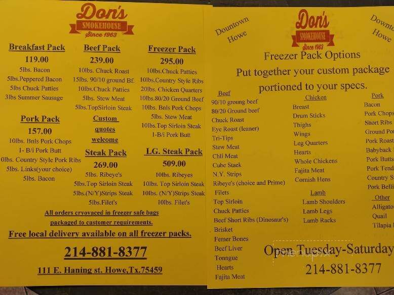 Don's Smokehouse - Howe, TX