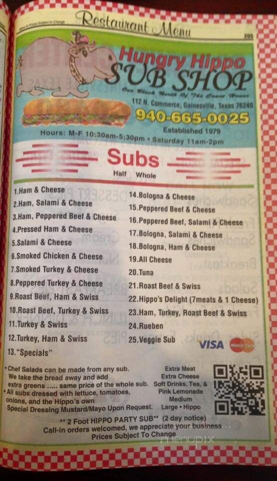 Hungry Hippo Sub Shop - Gainesville, TX