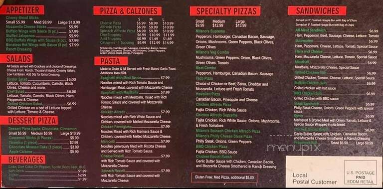 Milanos Pizza - Overton, TX