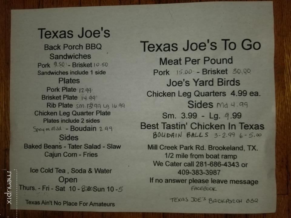 Texas Joe's Backporch BBQ - Brookeland, TX