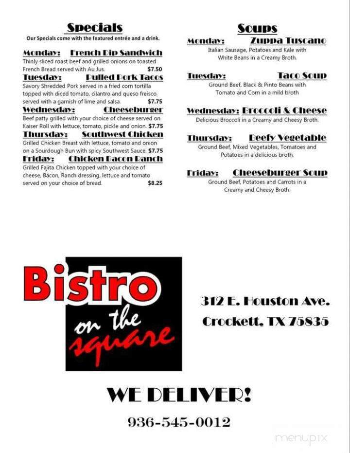 Bistro on the Square - Crockett, TX