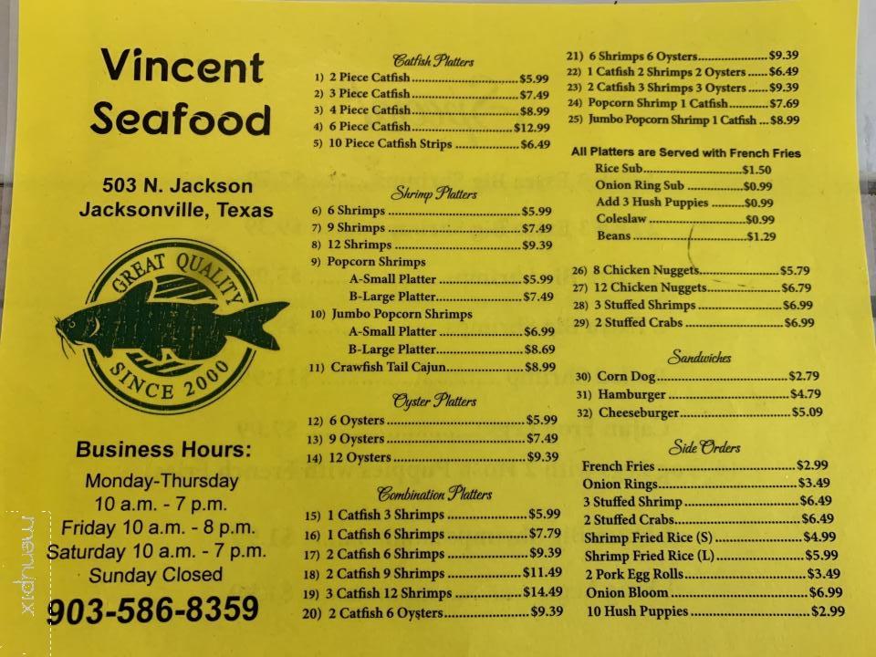 Vincent Seafood - Jacksonville, TX